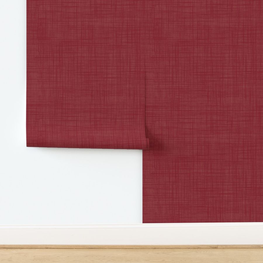 Large - Solid Cranberry Red Natural Linen Texture Coordinate