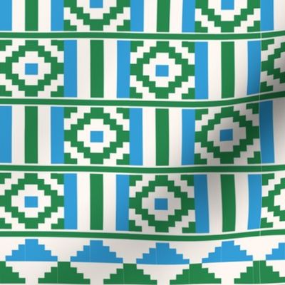 Kente inspired africa in green, blue and cream