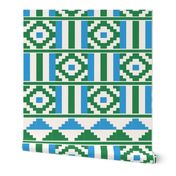 Kente inspired africa in green, blue and cream