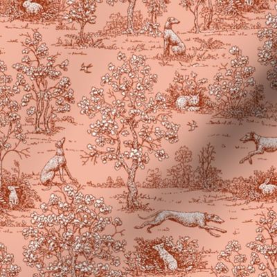 Red on Red Greyhound Toile for home decor