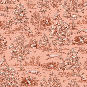 Red on Red Greyhound Toile for home decor