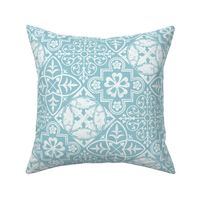 (L) Medieval Encaustic Diamond Tiles soft teal large 12 inch