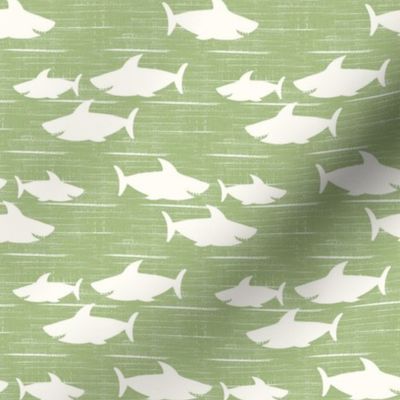 Smaller Swimming Sharks On Pistachio Green