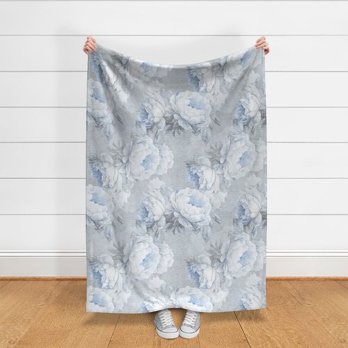 Vintage bohemian luxury peonies flowers Light blue grandmillennial