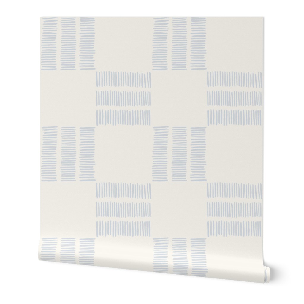 Checkered Brushstrokes In Blue Large - baby nursery walls - kids playroom