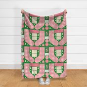 S-Christmas-stocking-cut-and-sew-fabric-panel-Gingham-checks pink hearts