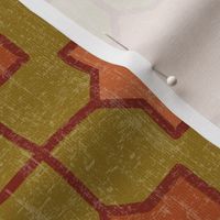 Plain Moroccan Tiles Gold and Orange Medium