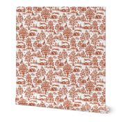 Red Greyhound Toile fabric, wallpaper, and gift wrap