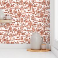 Red Greyhound Toile fabric, wallpaper, and gift wrap