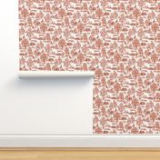 Red Greyhound Toile fabric, wallpaper, and gift wrap