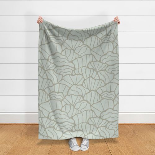 Abstract Geometric scallops - coastal waves organic water mint sage green