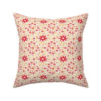 Vibrant Bohemian Blooms Bold Red & Golden Floral Pattern