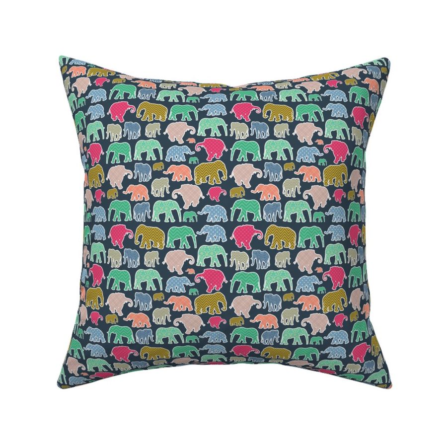 Colorful Elephants - Pattern Of Elephants - Zigzag - Small