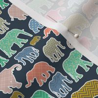 Colorful Elephants - Pattern Of Elephants - Zigzag - Small