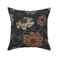 Modern Farmhouse Flowers in Dark Moody Hues - Dark Floral - Boho Florals