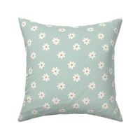 S - White Daisy on Mint Green - Stylized Minimalist Floral Garden