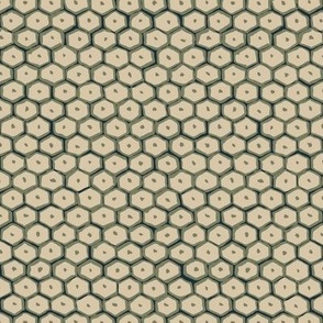 Textured Dark Vanilla Boho Hexagon Honeycomb Fabric