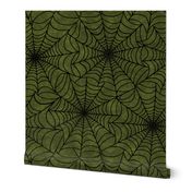 Arachnid Artistry Spiderweb Pattern in Moss Green