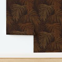 Modern Textured Tropical Palm - Copper Brown