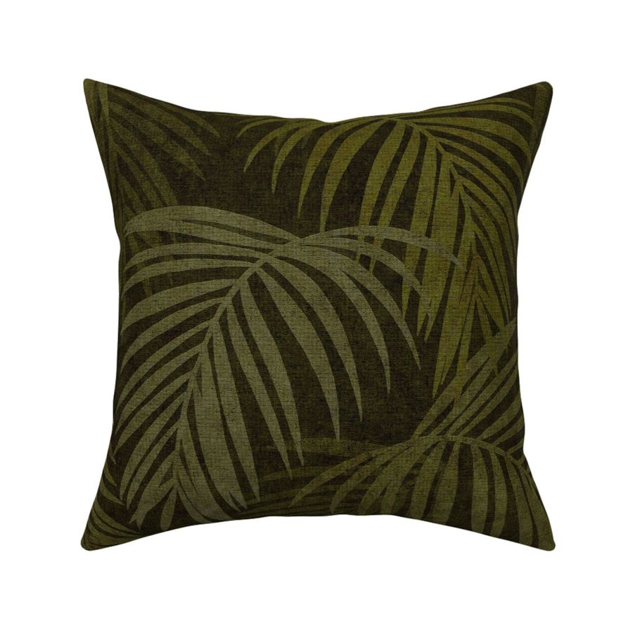 Modern Textured Tropical Palm - Deep Olive Green