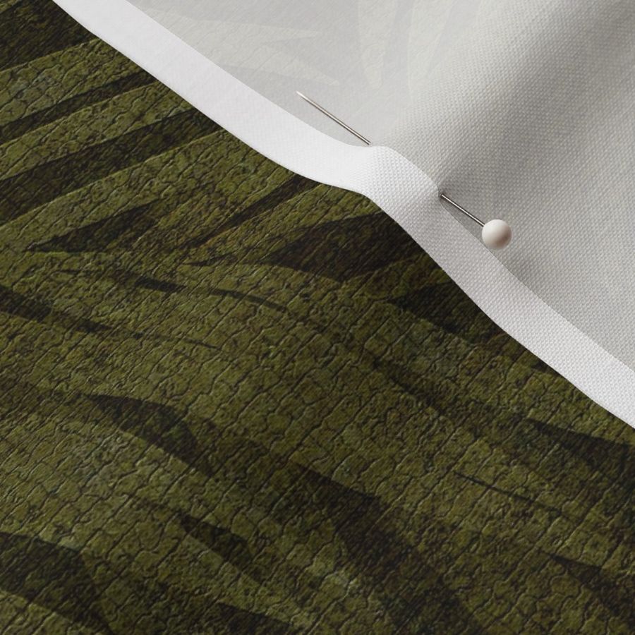 Modern Textured Tropical Palm - Deep Olive Green