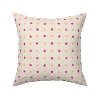 Rustic Polka Dots - Pink Yarrow & Peach Fuzz on Off White