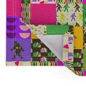 (M) Cryptozoology Quilt - Bigfoot Quilting Green Magenta