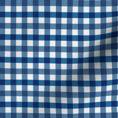 M Gingham Classic Check Linen Look Grandpa Chic Cottagecore Cabin dark blue