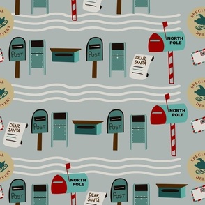 Dear Santa Magical Mail boxes Teal & red