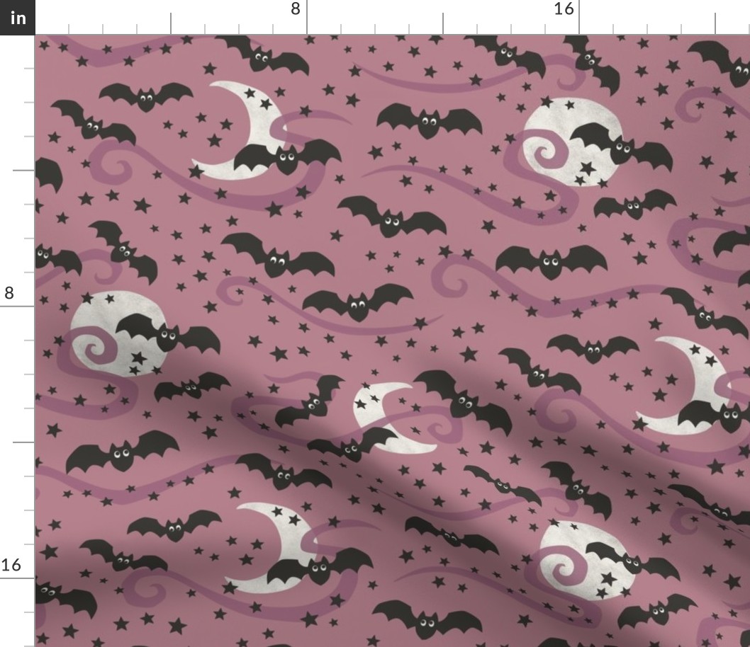 (m) bats night sky - dusty rose (medium)