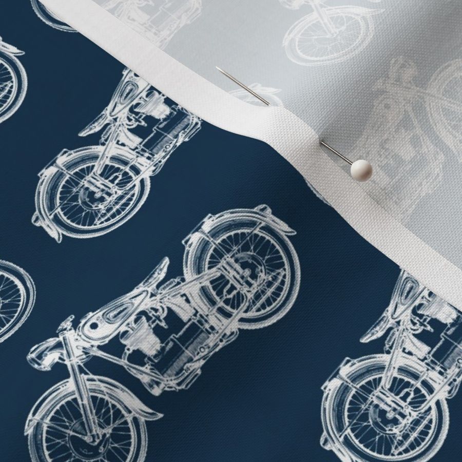 Navy Blue and White Vintage Motorcycles