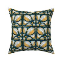 Art Nouveau Flower Tiles Blue