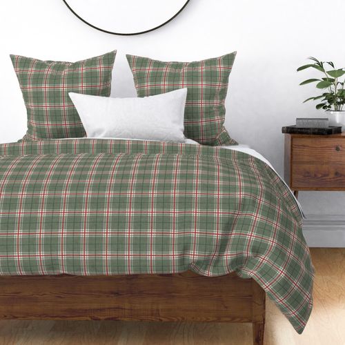 Christmas Faux Flannel Plaid Mistletoe