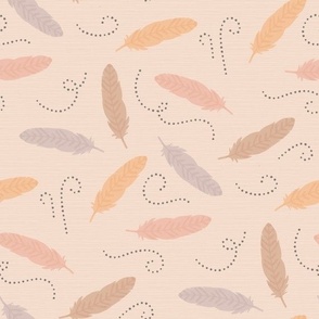 Pastel Feather and Dots Pattern