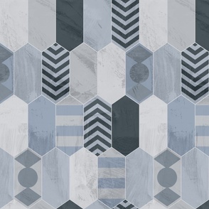 Hexagonal Backsplash Pattern - Muted Blue