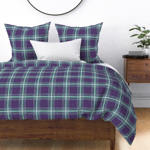 Cosy Cabin Plaid - Large - Deep Purple and Fresh Green