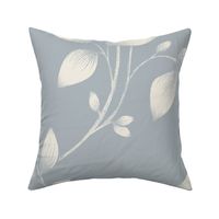 Vintage Botanical Sketch - Creamy White French Blue Grey 03 - Leaves