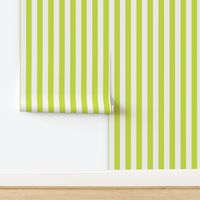 m Funky white and lime green vertical wall stripe. Modern dopamine stripes