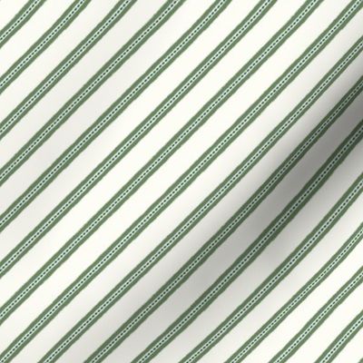 Narrow Sage And Forest Green On Natural Candycane Stripes