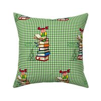 Reading to Dog l Green Gingham l Dogs' Teacher Girl l Educational Textile