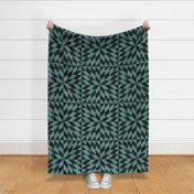 Large Grunge Starburst Block Cheater Quilt Print In Turquoise