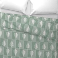 Watercolor Abstract Fern Leaf Checkered Tile Japandi Farmhouse Sage Green