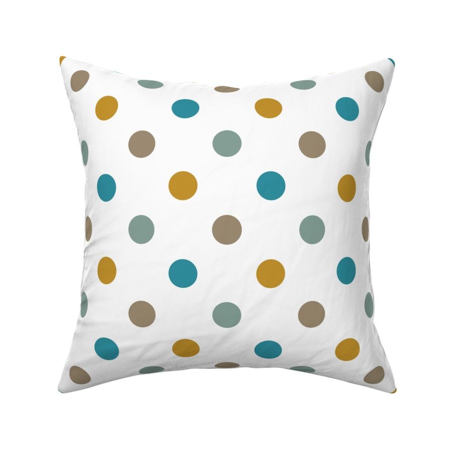 Polka dots in White Lagoon Mustard Mushroom and Pine