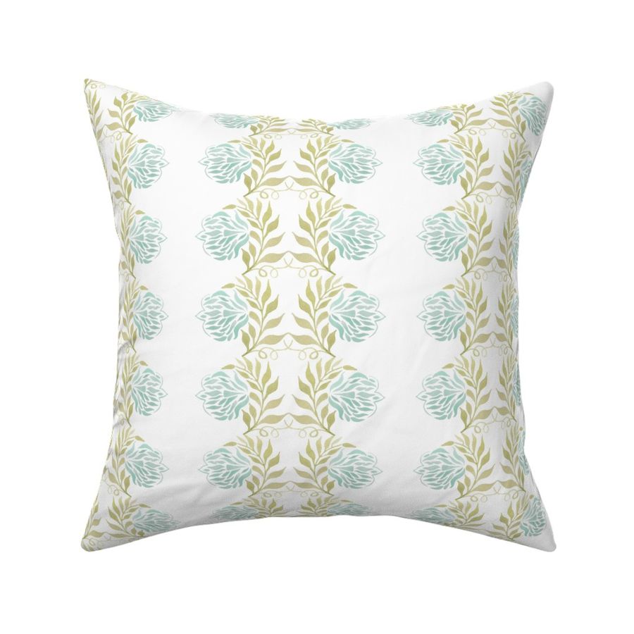 Symmetrical damask leaf on white bohemian watercolor playful