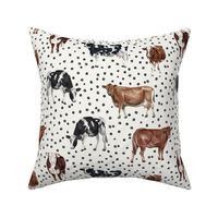 Boho Cows with Dots on Cream 6 inch