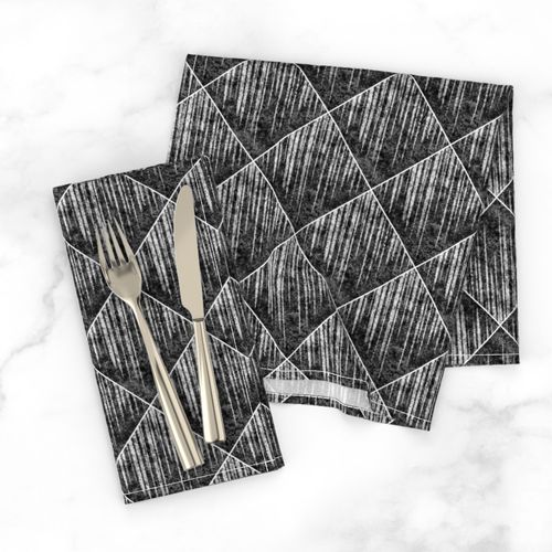 Textured Geometric Checkerboard Diamond Tile - black & white