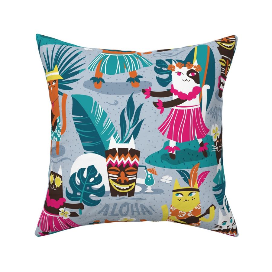 Normal - Secret Hawaiian beach party - pastel blue happy cats Hawaii summer