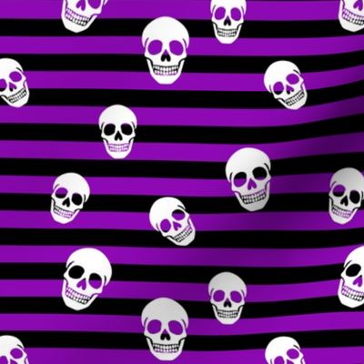 (S) Punk Rock Emo Black And Purple Stripes With Skulls