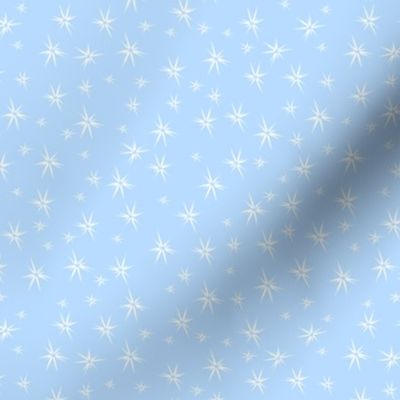 Christmas Stars White On Light Blue