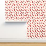 Bows Tossed - Christmas Red on Cream - Small